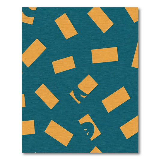 Teal Orange Rectangles Scattered Abstract Rug