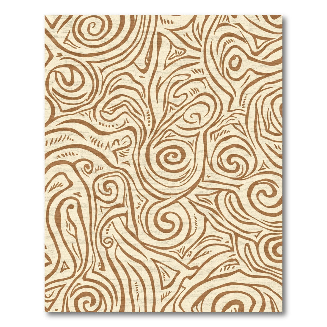 Rustic Brown Swirl Organic Abstract Rug