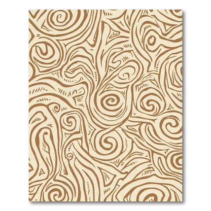 Rustic Brown Swirl Organic Abstract Rug