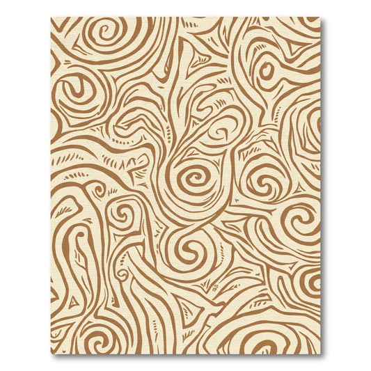 Rustic Brown Swirl Organic Abstract Rug