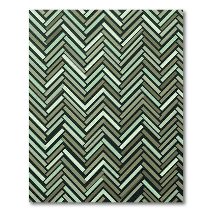 Sage Green Herringbone Stripe Rug