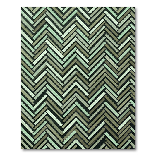 Sage Green Herringbone Stripe Rug