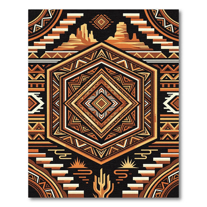 Geometric Southwestern Mesa Sun Terracotta Art Rug