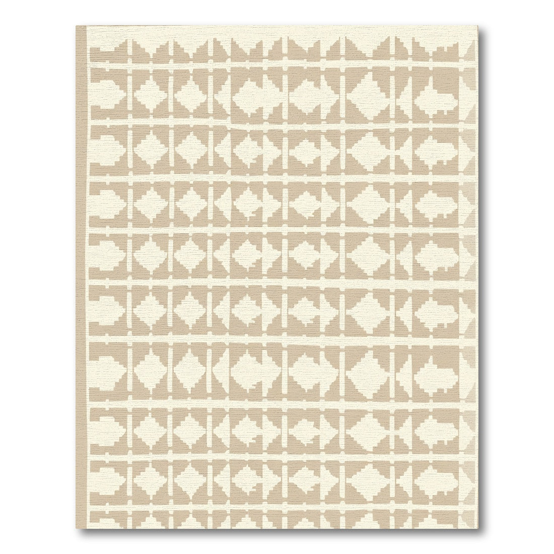 Neutral Geometric Diamond Grid Rug