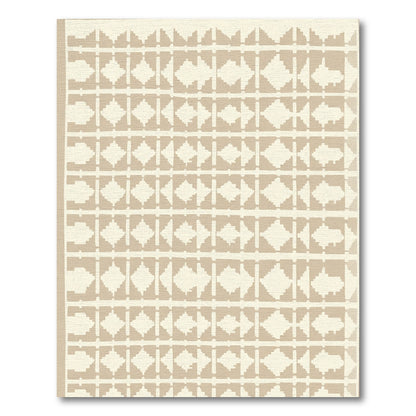 Neutral Geometric Diamond Grid Rug