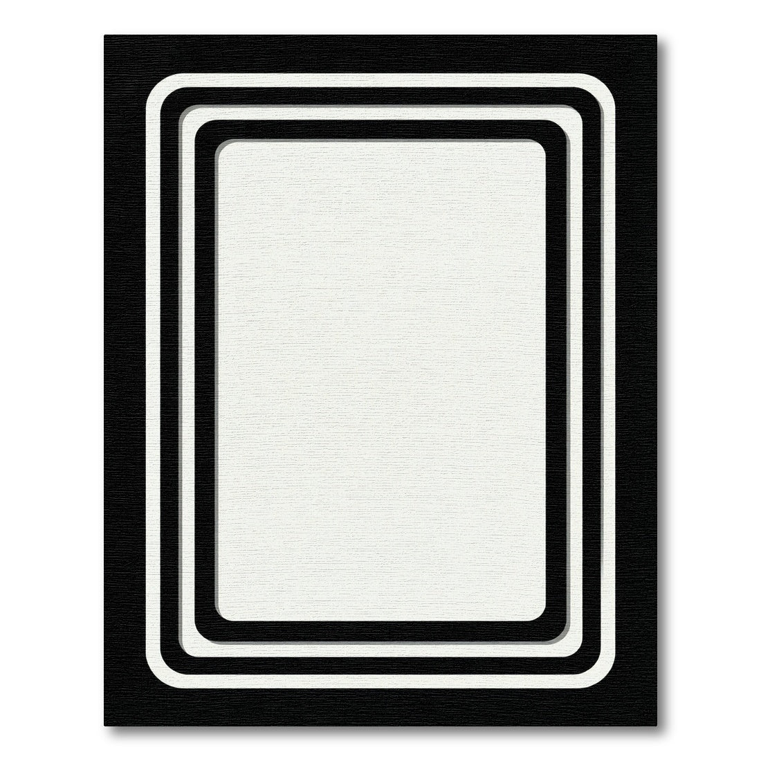 Modern Black White Layered Rectangles Rug