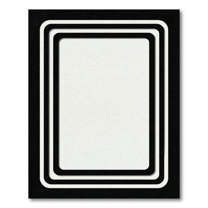 Modern Black White Layered Rectangles Rug