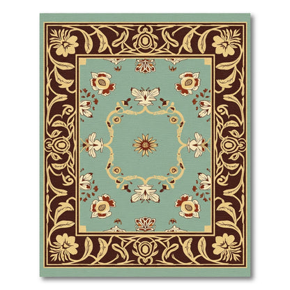 Earthy Floral Medallion Ivory Border Rug
