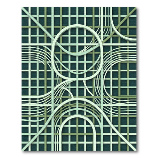 Modern Sage Green Geometric Intersecting Circles Rug