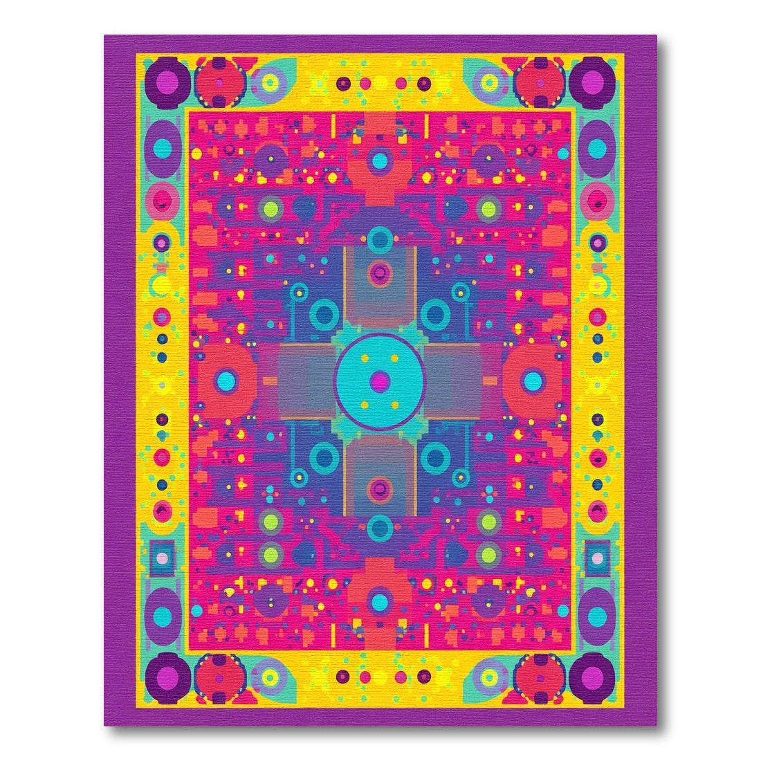 Vibrant Geometric Medallion Abstract Rug