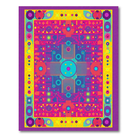 Vibrant Geometric Medallion Abstract Rug