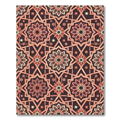 Coral Geometric Starburst Mandala Rug