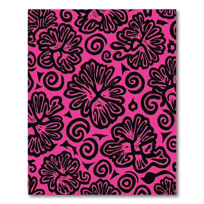 Hot Pink Black Floral Swirl Medallion Rug