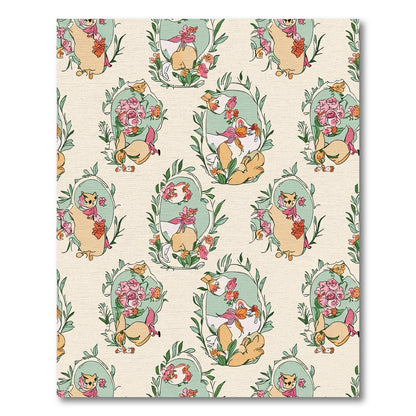 Whimsical Pastel Animal Floral Garden Rug