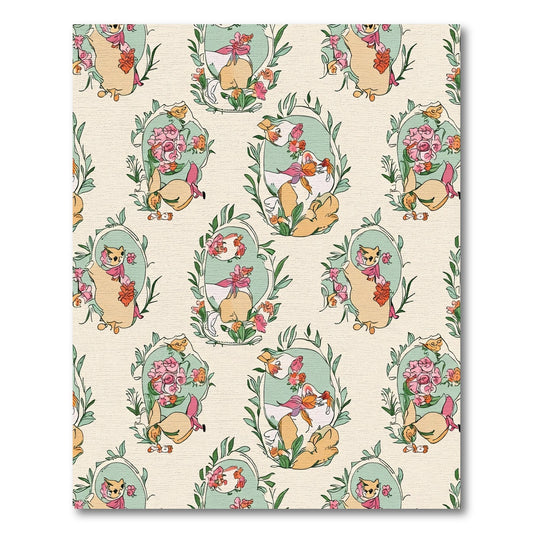 Whimsical Pastel Animal Floral Garden Rug