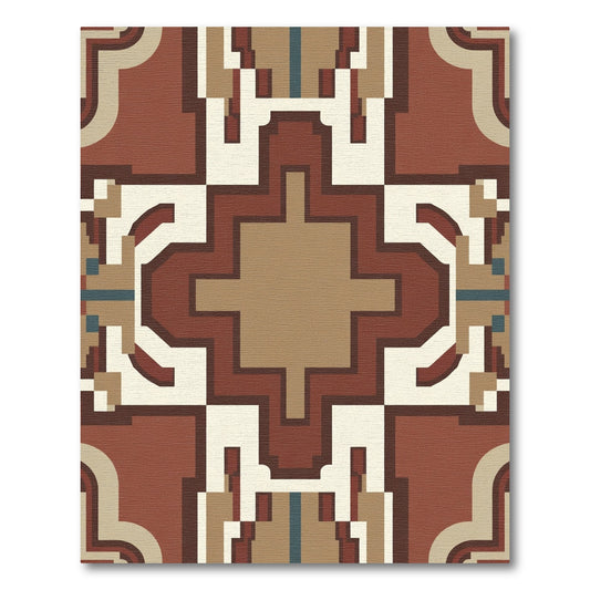 Terracotta Geometric Art Deco Rug