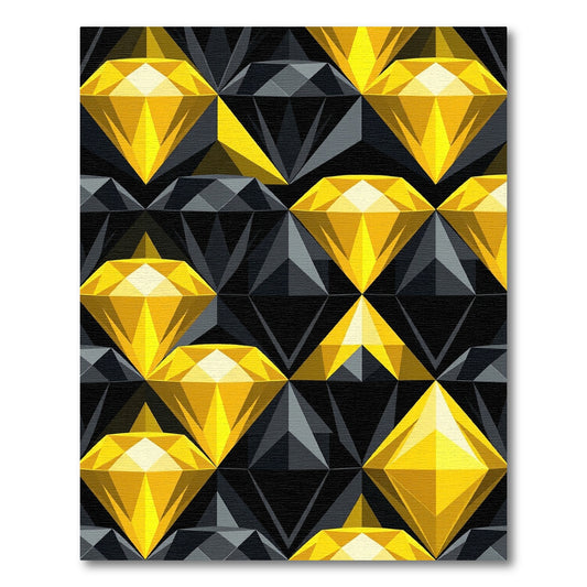 Modern Golden Geometric Diamond Grid Rug