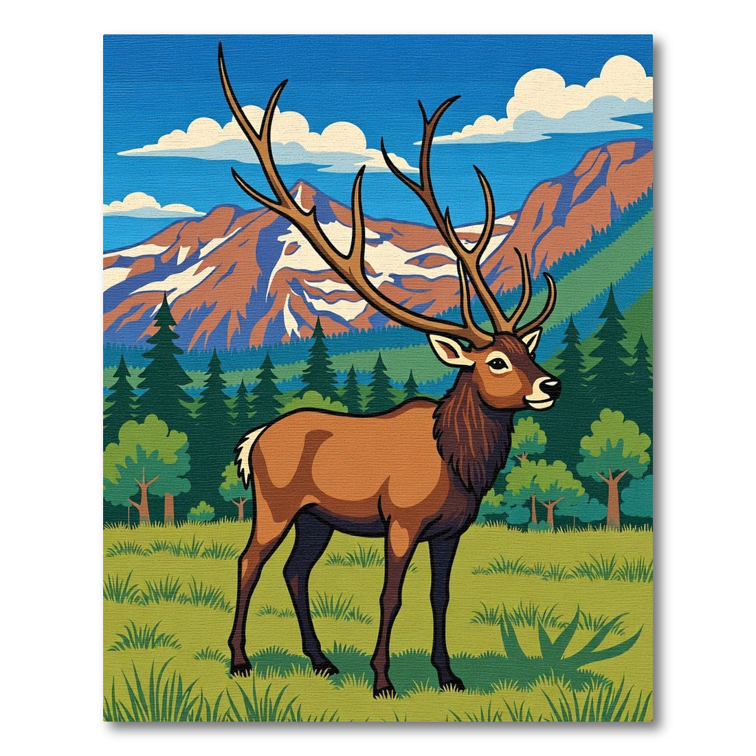 Majestic Elk Mountain Wilderness Scene Rug