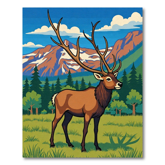 Majestic Elk Mountain Wilderness Scene Rug