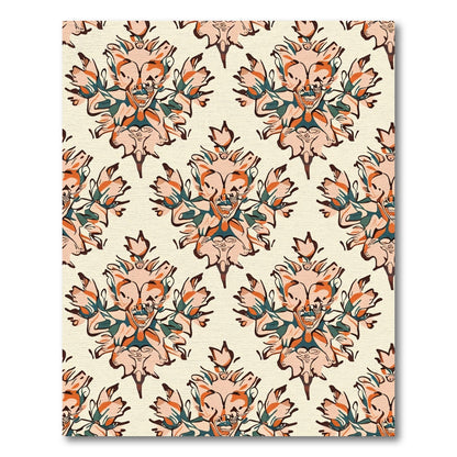 Coral Peach Teal Abstract Crest Rug