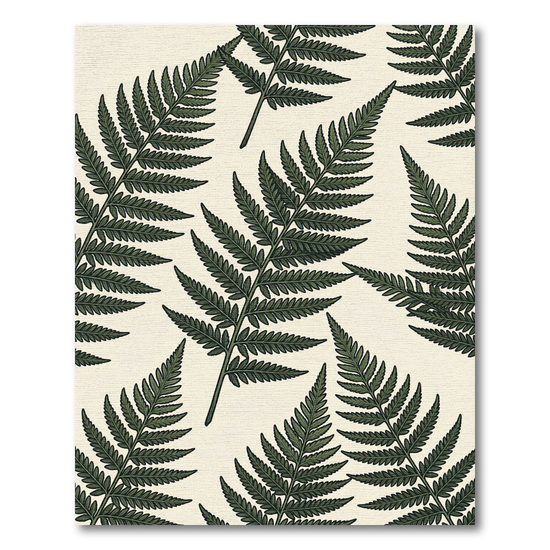 Lush Forest Green Botanical Fern Leaves Rug