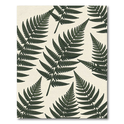 Lush Forest Green Botanical Fern Leaves Rug