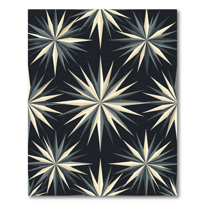 Midcentury Geometric Gold and Charcoal Sunburst Rug