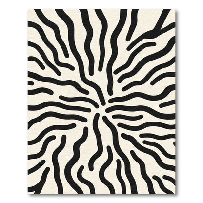 Black White Swirl Organic Waves Rug
