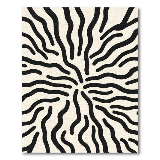Black White Swirl Organic Waves Rug
