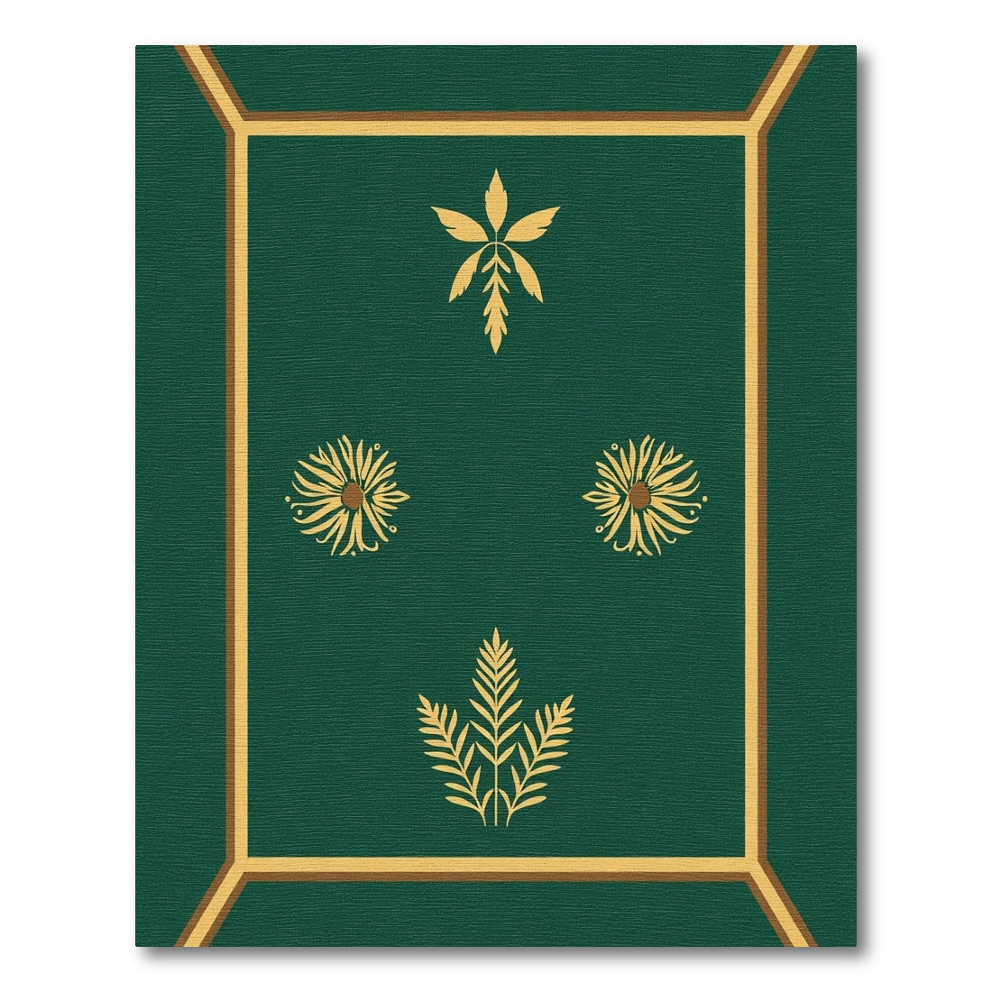 Emerald Green Golden Botanical Medallion Rug