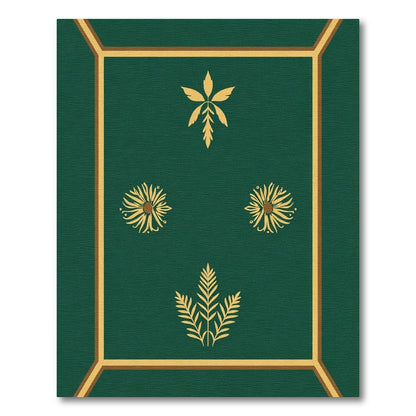 Emerald Green Golden Botanical Medallion Rug