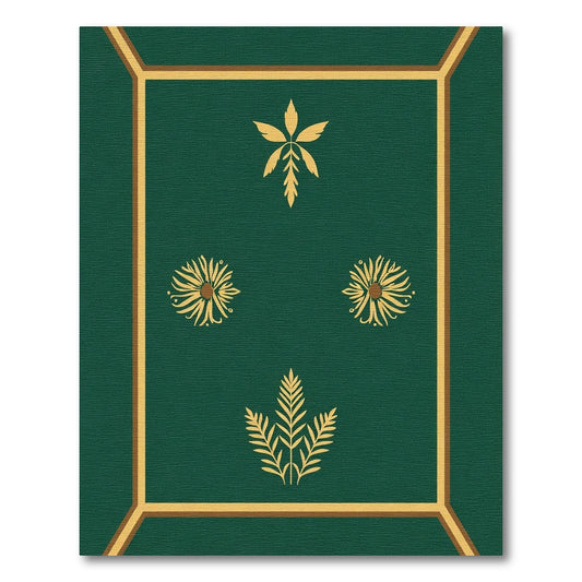 Emerald Green Golden Botanical Medallion Rug