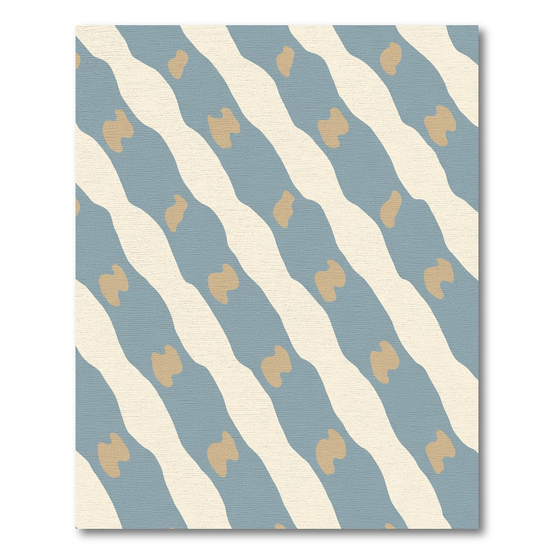 Blue Tan Wave Stripe Abstract Rug