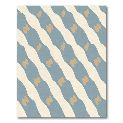 Blue Tan Wave Stripe Abstract Rug