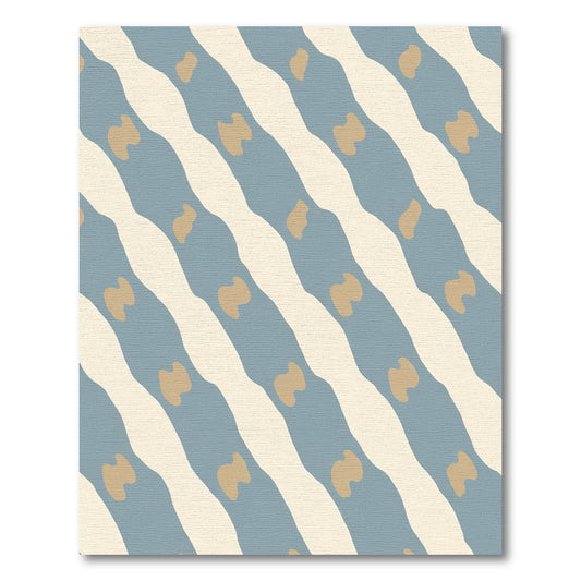Blue Tan Wave Stripe Abstract Rug