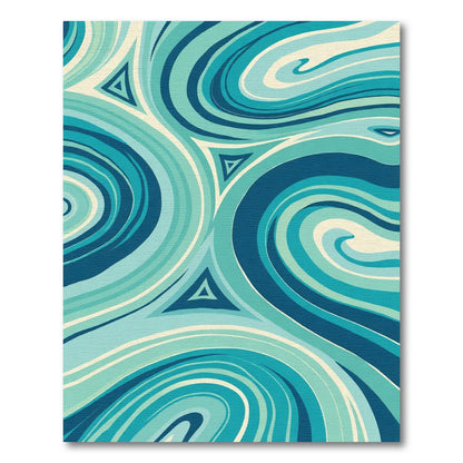 Oceanic Swirls Triangles Aqua Blue Rug