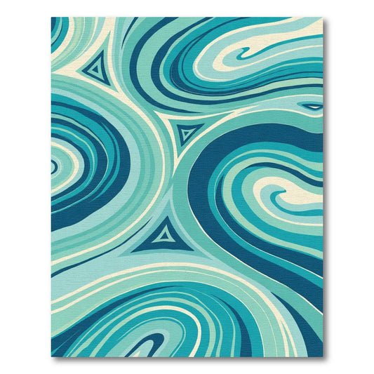 Oceanic Swirls Triangles Aqua Blue Rug