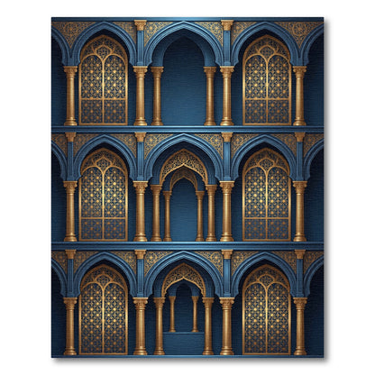 Royal Blue Gold Arch Palace Rug