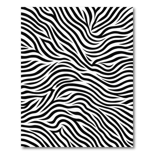 Bold Black White Wavy Stripes Rug