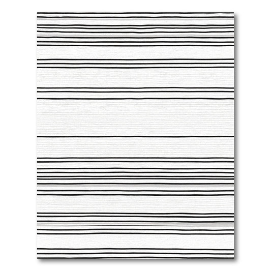 Bold Black White Linear Stripe Rug
