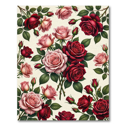 Crimson Pink Rose Garden Garland Rug