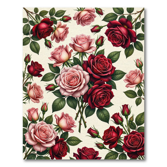 Crimson Pink Rose Garden Garland Rug