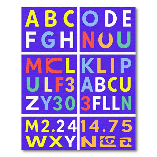 Bold Alphabet Numbers Collage Rug