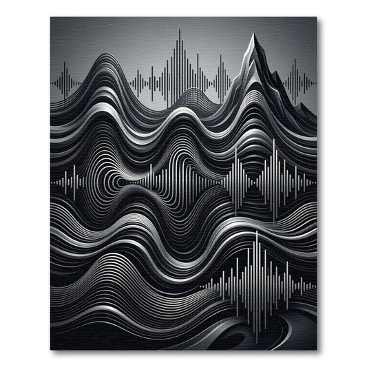 Monochromatic Abstract Soundwave Mountain Rug
