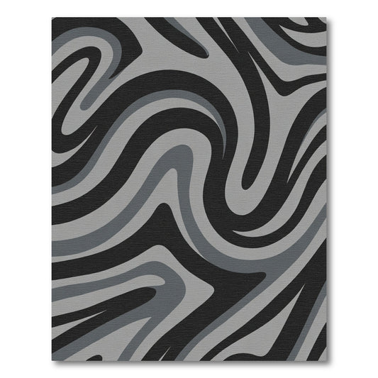 Dark Gray Swirling Stripe Rug