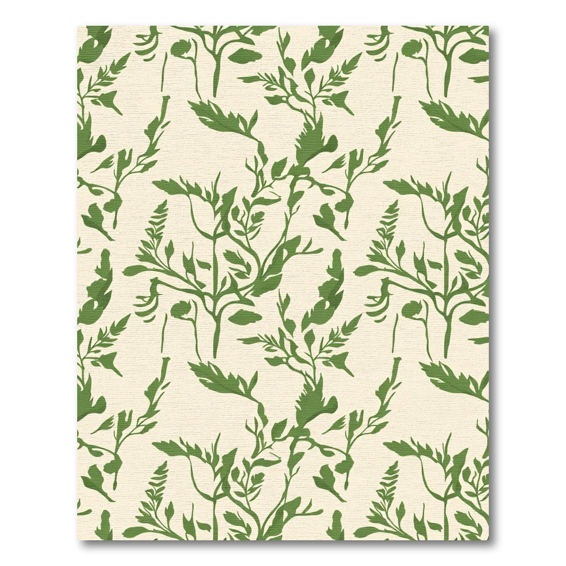 Green Botanical Foliage Cream Background Rug
