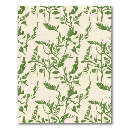 Green Botanical Foliage Cream Background Rug