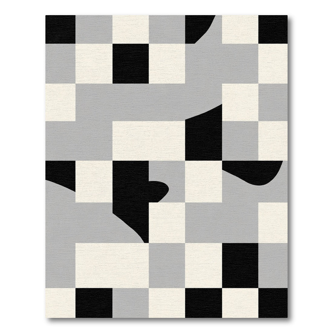 Abstract Geometric Black White Gray Composition Rug