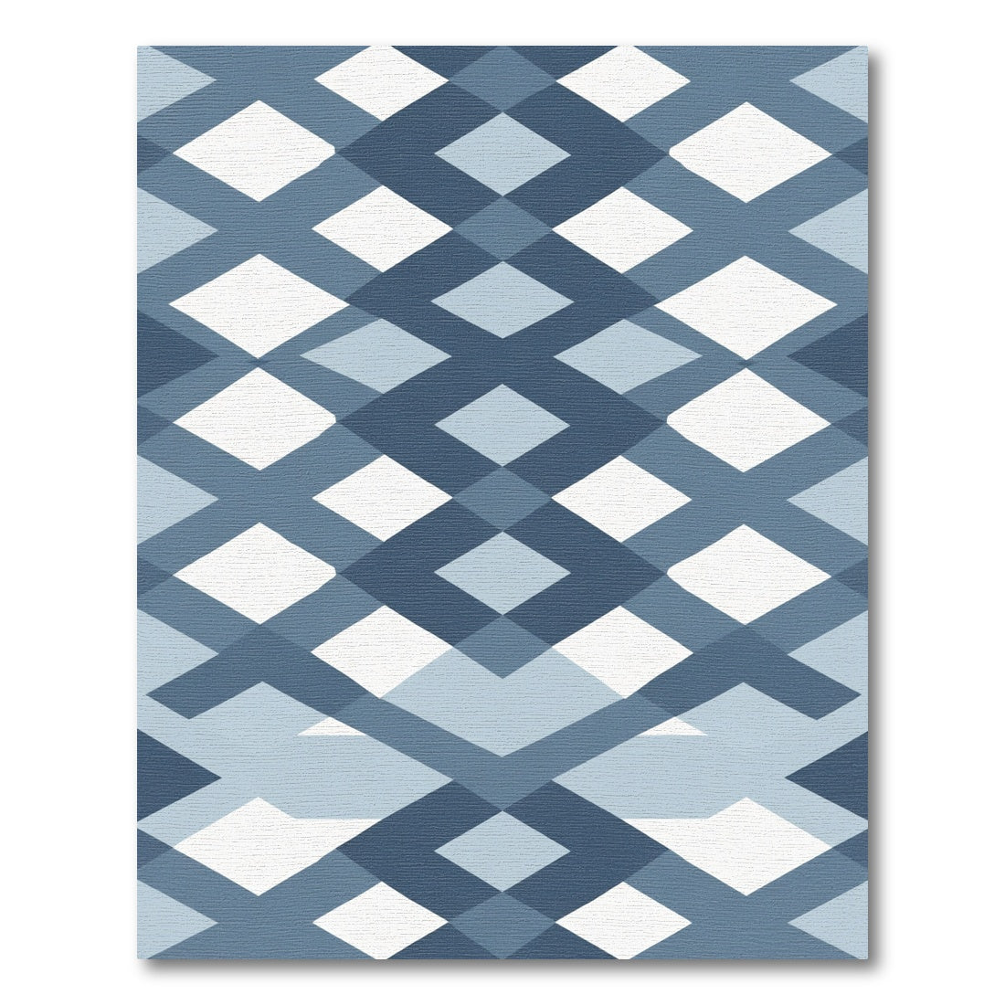 Blue Geometric Diamond Latticework Rug