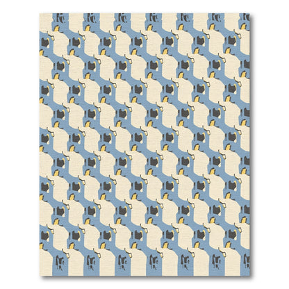 Abstract Blue Cream Geometric Figures Rug